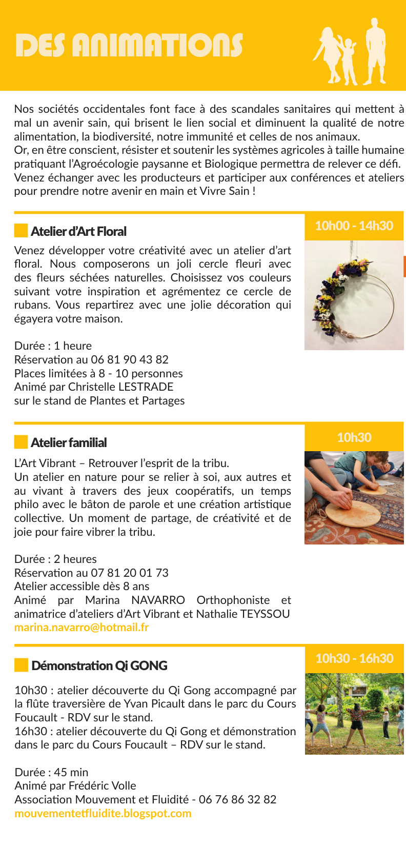 Animations de la Foire Bio